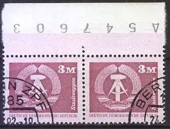 DDR 1981 Mi-Nr. 2 x 2633 Oberrand mit Bogennummer o used - aus Abo