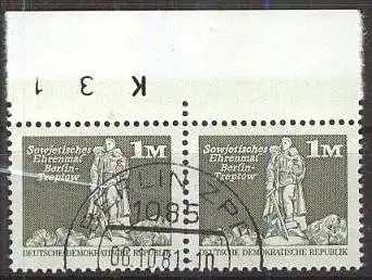 DDR 1980 Mi-Nr. 2 x 2561 Oberrand mit Bogennummer o used