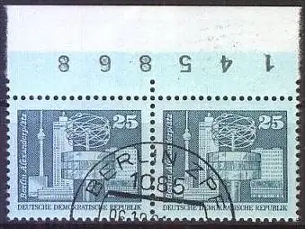 DDR 1980 Mi-Nr. 2 x 2521 Oberrand mit Bogennummer o used