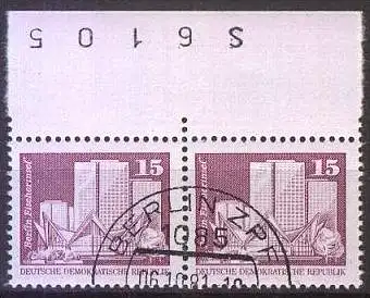 DDR 1980 Mi-Nr. 2 x 2501 Oberrand mit Bogennummer o used