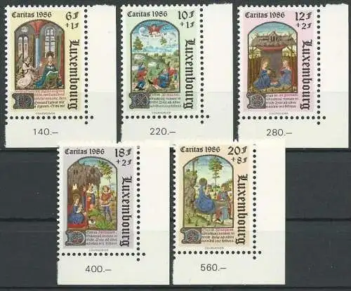 LUXEMBURG 1986 Mi-Nr. 1163/67 Eckrand ** MNH