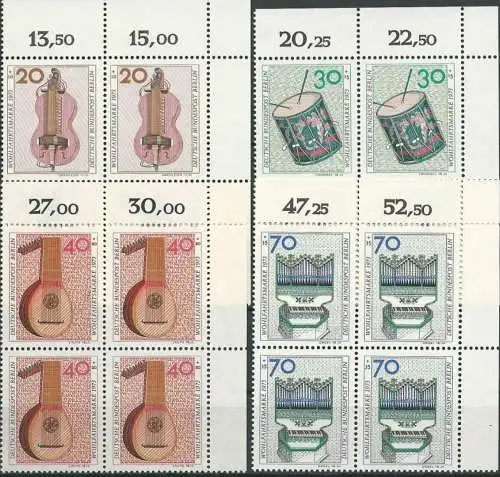 BERLIN 1973 Mi-Nr. 459/62 Eckrand-Viererblocks ** MNH