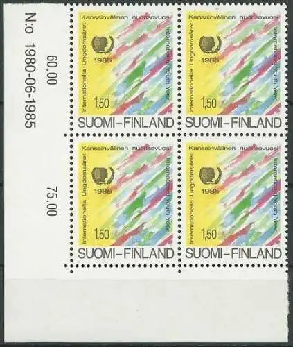 FINNLAND 1985 Mi-Nr. 977 Eckrand-Viererblock ** MNH