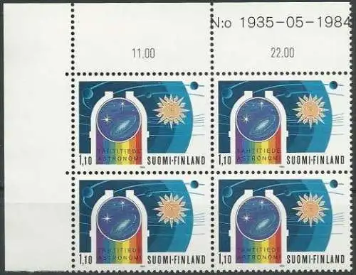 FINNLAND 1984 Mi-Nr. 949 Eckrand-Viererblock ** MNH