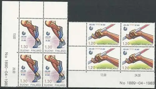 FINNLAND 1983 Mi-Nr. 929/30 Eckrandviererblock ** MNH