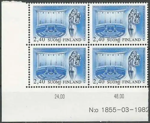 FINNLAND 1982 Mi-Nr. 902 Eckrand-Viererblock ** MNH