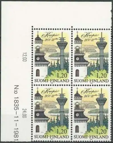 FINNLAND 1982 Mi-Nr. 895 Eckrand-Viererblock ** MNH