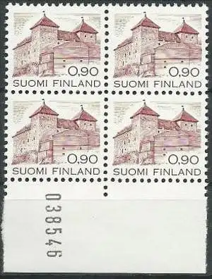 FINNLAND 1982 Mi-Nr. 891 Randviererblock mit Bogennummer ** MNH