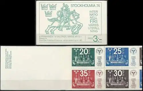 SCHWEDEN 1974 Mi-Nr. MH 45 Markenheft - booklet mit Zylindernummer 2 ** MNH