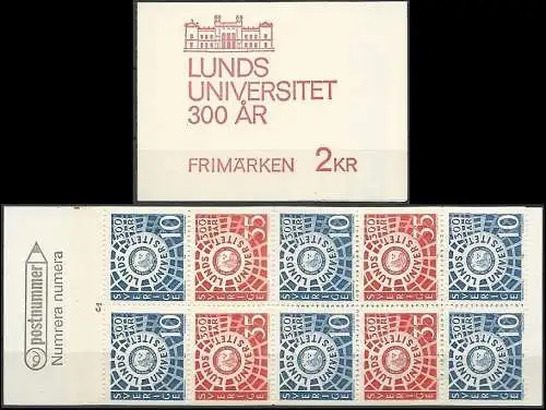 SCHWEDEN 1968 Mi-Nr. MH 17 Markenheft - booklet mit Zylindernummer 2 ** MNH