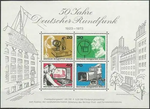 BERLIN 1973 Mi-Nr. Block 4 ** MNH