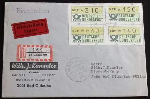 DEUTSCHLAND 1981 Mi-Nr. Automatenmarken 1.1 hu VS 1 auf 4 gelaufenen FDC