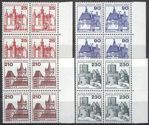 BERLIN 1978 Mi-Nr. 587/90 Viererblocks vom Rand ** MNH