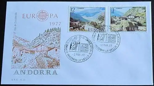 SPAN. ANDORRA 1977 Mi-Nr. 107/08 FDC - CEPT