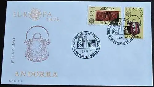 SPAN. ANDORRA 1976 Mi-Nr. 101/02 FDC - CEPT