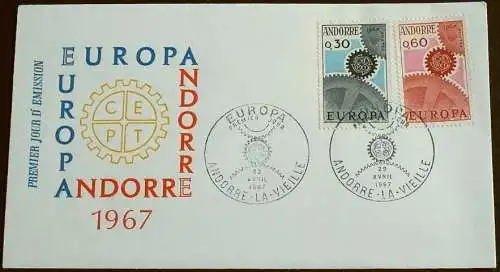 FRANZ. ANDORRA 1967 Mi-Nr. 199/00 FDC - CEPT