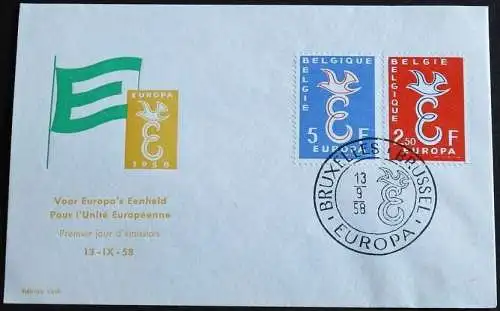 BELGIEN 1958 Mi-Nr. 1117/18 FDC - CEPT