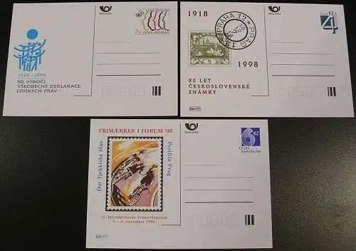 TSCHECHISCHE REPUBLIK 1998 3 Ganzsachen ungebraucht unused