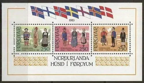 FÄRÖER 1983 Mi-Nr. 90/92 Block 1 ** MNH