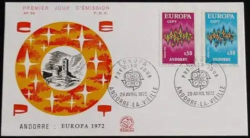 FRANZ. ANDORRA 1972 Mi-Nr. 238/39 FDC - CEPT