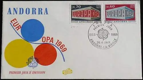 FRANZ. ANDORRA 1969 Mi-Nr. 214/15 FDC - CEPT