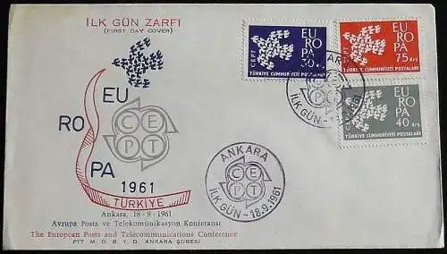 TÜRKEI 1961 Mi-Nr. 1820/22 FDC -CEPT