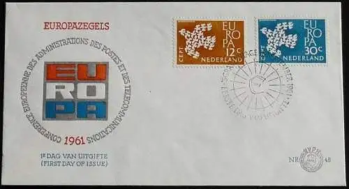 NIEDERLANDE 1961 Mi-Nr. 765/66 FDC - CEPT