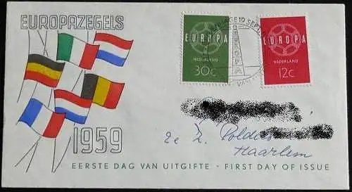 NIEDERLANDE 1959 Mi-Nr. 735/36 FDC - CEPT