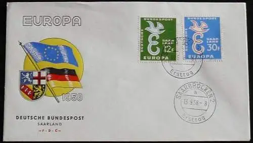 SAARLAND 1958 Mi-Nr. 439/40 CEPT FDC