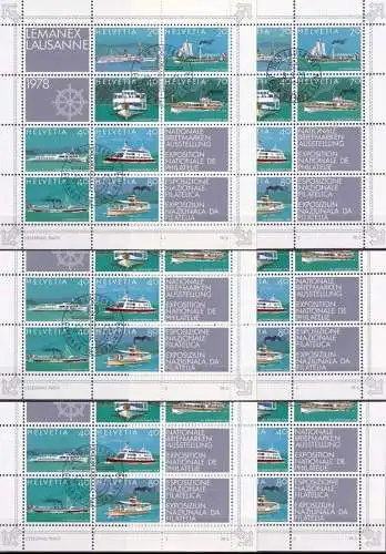 SCHWEIZ 1978 Mi-Nr. Block 23 o EST 6 Stück mit Bogennummer 1 - 6