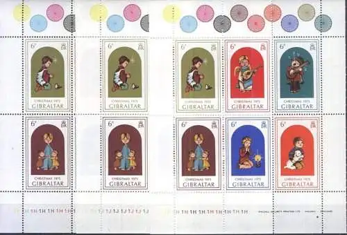 GIBRALTAR 1975 Mi-Nr. 328/33 Kleinbogen 3 Stück ** MNH