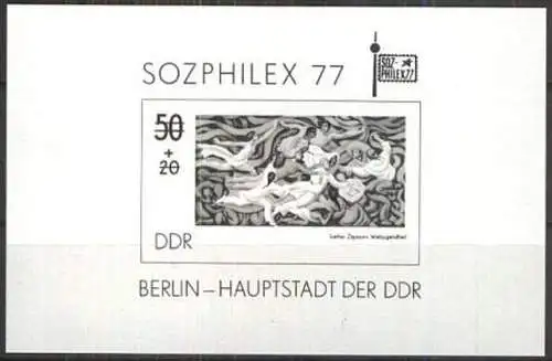 DDR 1977 Mi-Nr. Block 48 Schwarzdruck ** MNH