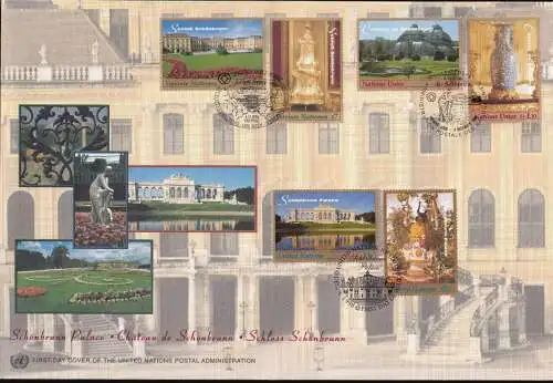 UNO NEW YORK - WIEN - GENF 1998 TRIO-FDC Schloss Schönbrunn