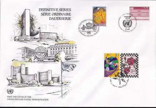 UNO NEW YORK - WIEN - GENF 1999 TRIO-FDC Dauerserie