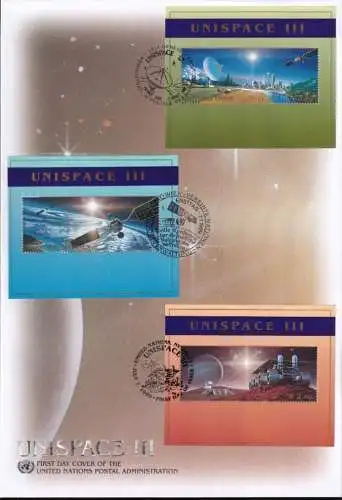 UNO NEW YORK - WIEN - GENF 1999 TRIO-FDC Unispace III