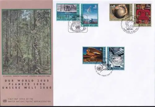 UNO NEW YORK - WIEN - GENF 2000 TRIO-FDC Unsere Welt 2000