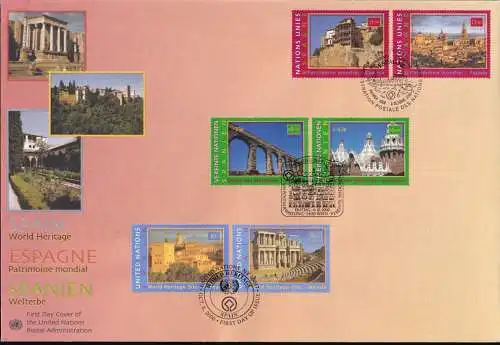 UNO NEW YORK - WIEN - GENF 2000 TRIO-FDC Welterbe Spanien