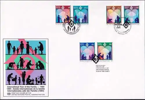 UNO NEW YORK - WIEN - GENF 1994 TRIO-FDC Jahr der Familie