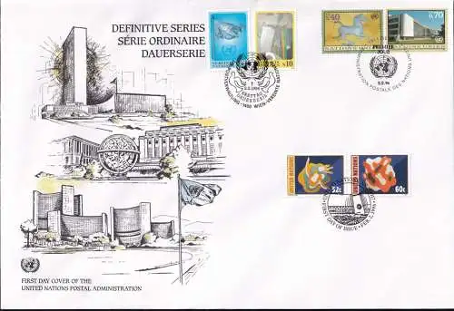 UNO NEW YORK - WIEN - GENF 1996 TRIO-FDC Dauerserie