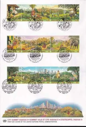 UNO NEW YORK - WIEN - GENF 1996 TRIO-FDC Städtegipfel