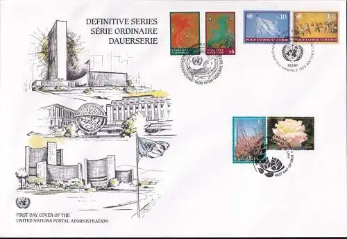 UNO NEW YORK - WIEN - GENF 1997 TRIO-FDC Mi-Nr. 730/31