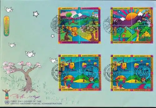 UNO NEW YORK - WIEN - GENF 1997 TRIO-FDC Umweltgipfel