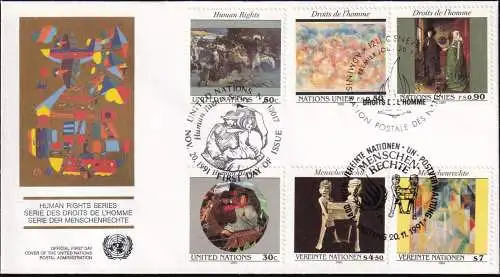 UNO NEW YORK - WIEN - GENF 1991 TRIO-FDC Menschenrechte