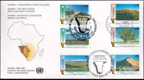 UNO NEW YORK - WIEN - GENF 1991 TRIO-FDC Namibia