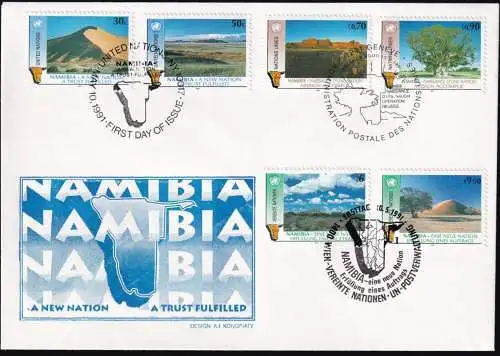 UNO NEW YORK - WIEN - GENF 1991 TRIO-FDC Namibia