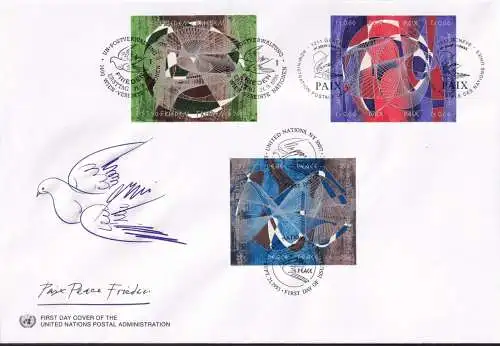 UNO NEW YORK - WIEN - GENF 1993 TRIO-FDC Frieden