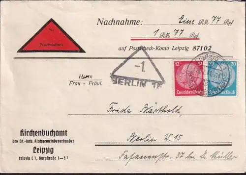 DEUTSCHES REICH 1941 Nachnahme von Leipzig nach Berlin