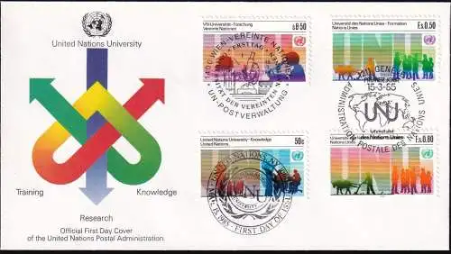 UNO NEW YORK - WIEN - GENF 1985 TRIO-FDC UN Universität