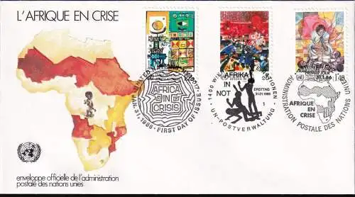 UNO NEW YORK - WIEN - GENF 1986 TRIO-FDC Afrika in Not