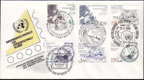 UNO NEW YORK - WIEN - GENF 1986 TRIO-FDC Briefmarkensammeln